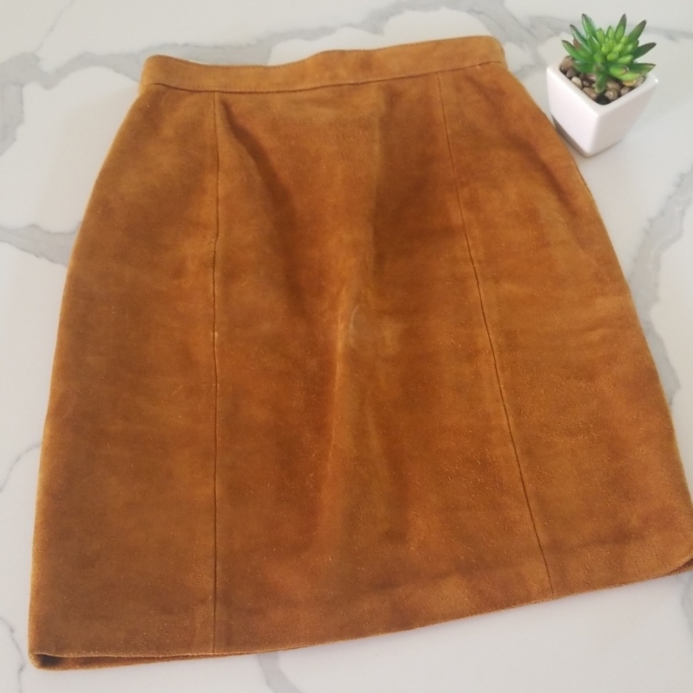 Vintage Leather Suede Skirt